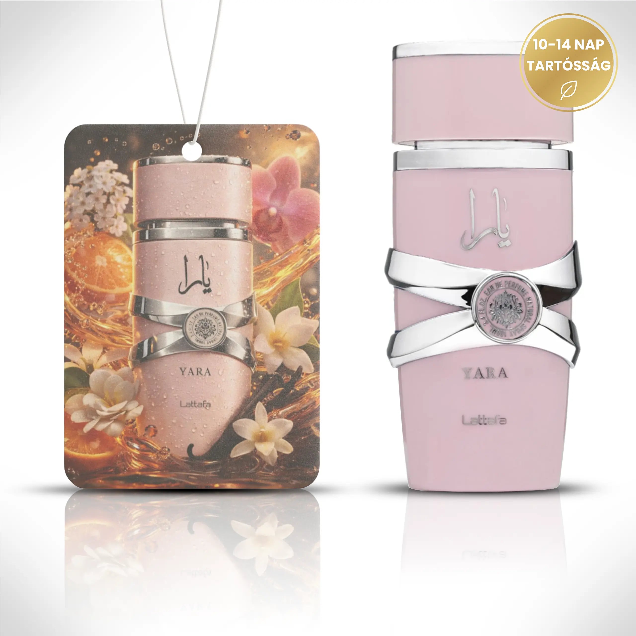 Lattafa Yara prémium parfümös autóillatosító látványterv az eredeti parfümmel